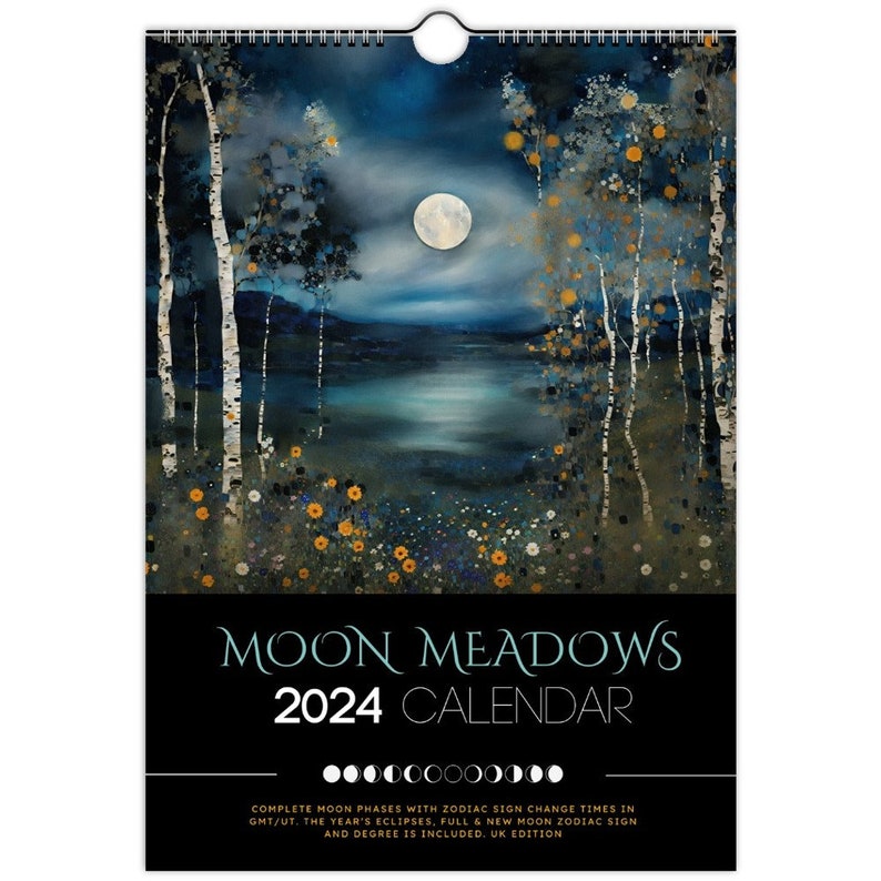 Moon Phase Calendar 2024 I UK Lunar Calendar Planner Etsy