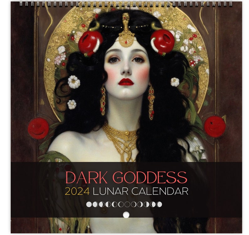 Dark Goddess 2024 Calendar Black Wall Calendar Moon Phases Etsy Australia