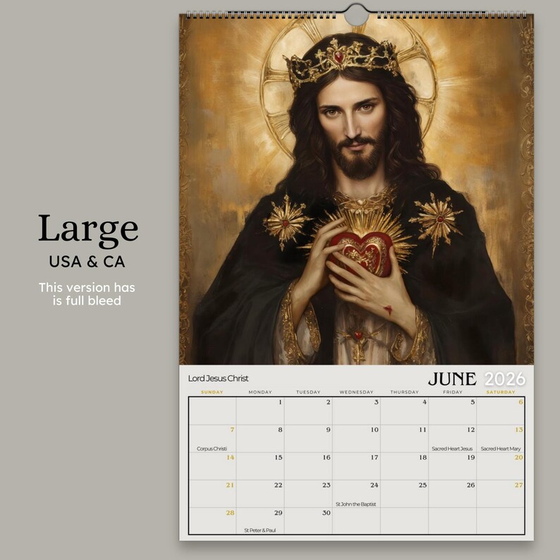 Sacred 2026 Calendar ~ Catholic Christian Holy Days With Illustrated ...