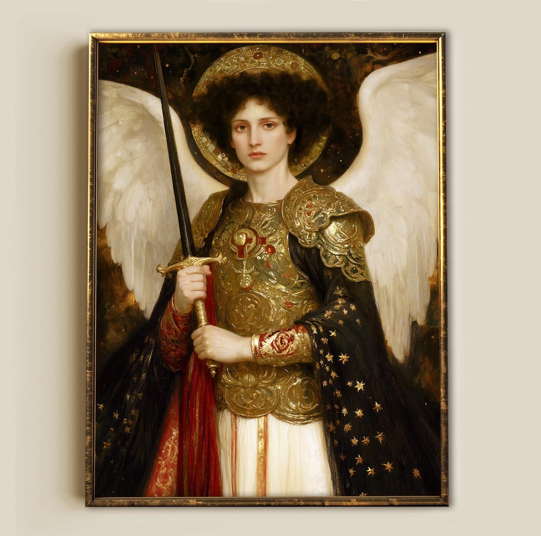 Saint Michael the Archangel – Golden Heavenly Warrior Art Print ...