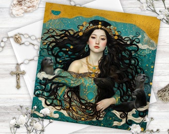 Sedna Sea Witch Mini Print, Inuit Goddess Of Sea Creatures, Altar Art Gift For Mermaid Lovers & Mystical Bathroom Home Decor