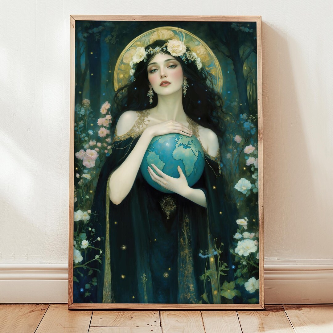 Gaia Print, Giclee Art Nouveau Poster, Greek Mythology Mother Goddess ...