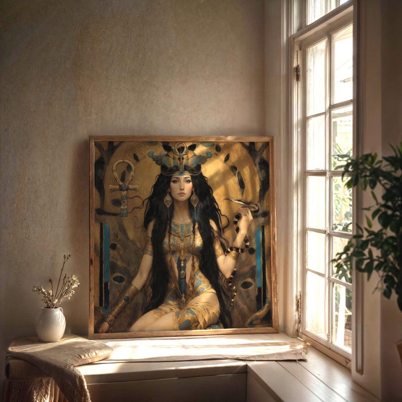 Isis Print, ägyptische Göttin der Magie, Mythologie Wandkunst, Spiritualität, Jugendstil Poster Bild 3