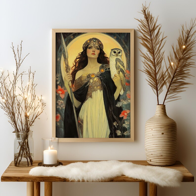 Pallas Athena Art Nouveau Print, Greek Goddess Wisdom Warrior Poster image 5