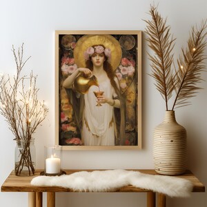 Floral Goddess Wall Art, Art Nouveau Hebe Print, Greek Mythology ...