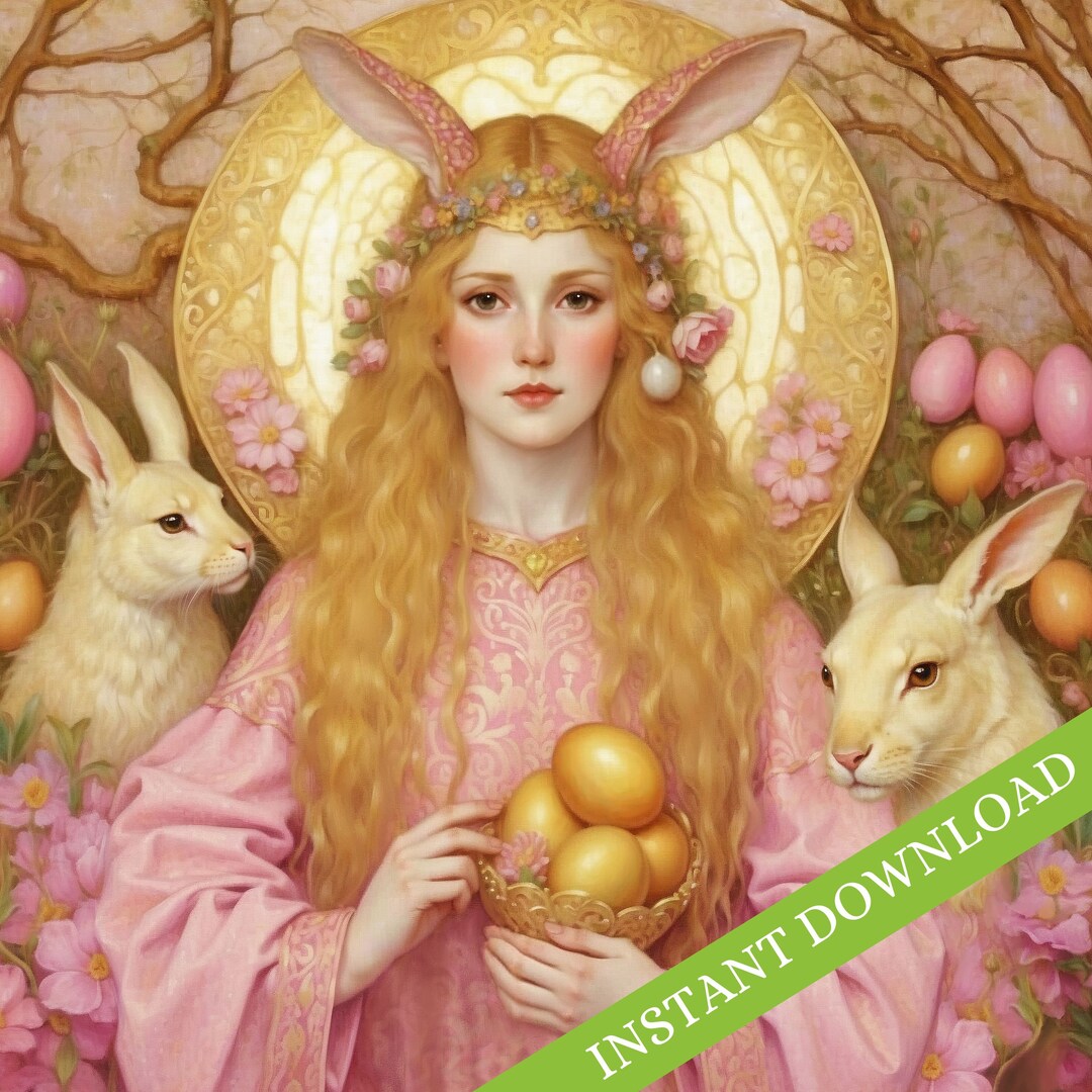 Ostara Printable Cute Nursery Art, Goddess of Spring &amp; Fertility Digital Download, Kitsch Junk ...