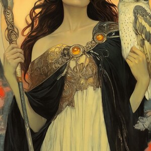 Pallas Athena Art Nouveau Print, Greek Goddess Wisdom Warrior Poster image 4