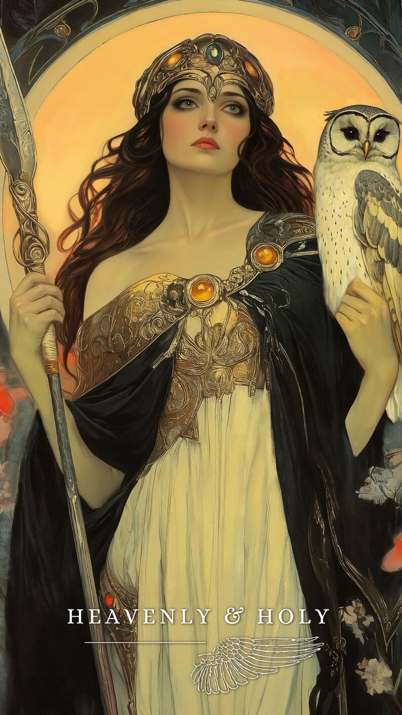 Pallas Athena Art Nouveau Print, Greek Goddess Wisdom Warrior Poster image 4