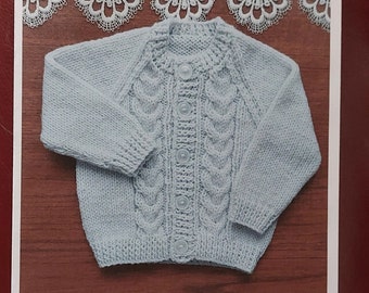 16"- 20" Cable Front Cardigans Knitting Pattern