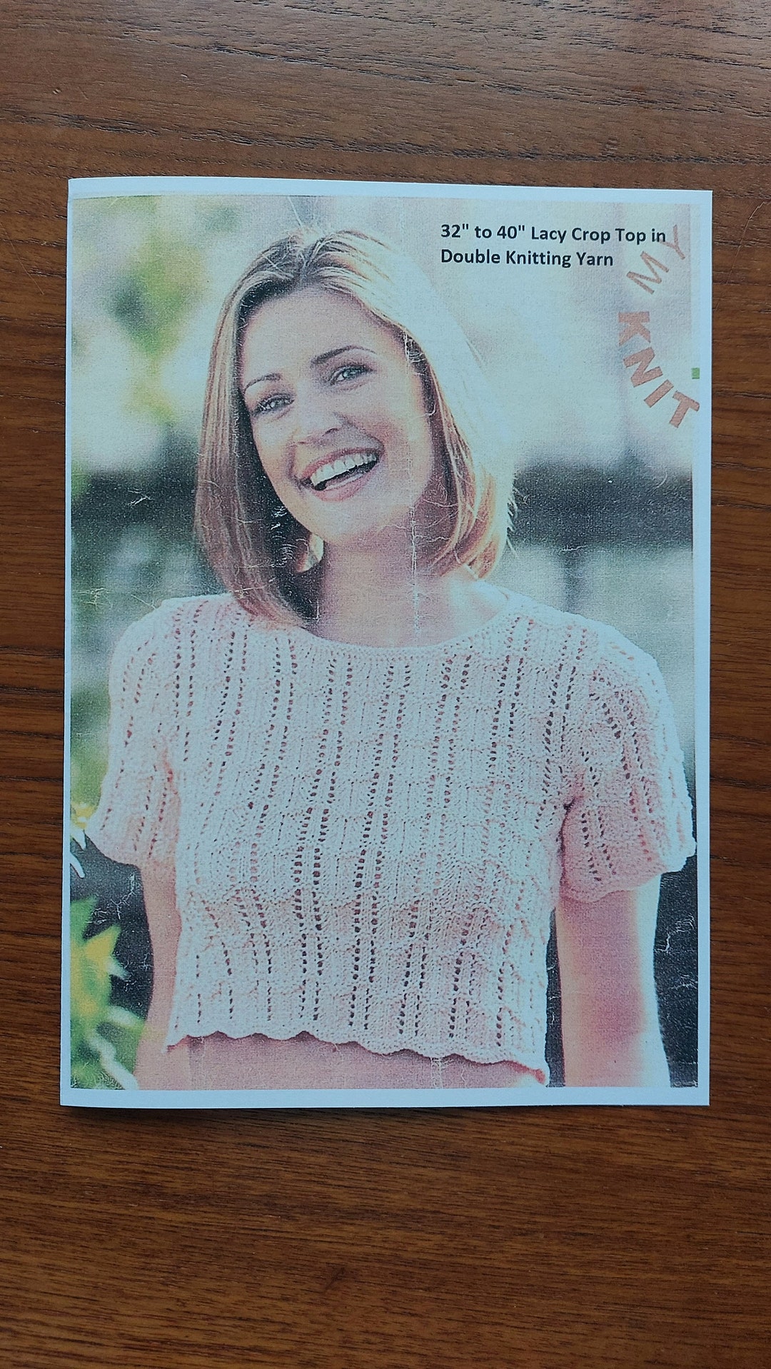 32 40 Lacy Cropped Top Knitting Pattern Etsy Uk