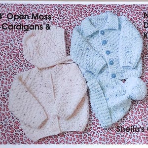 Patrón de punto musgo abierto en PDF de 16" a 24" con hilo de doble grosor, apto para niños de hasta 5 años.