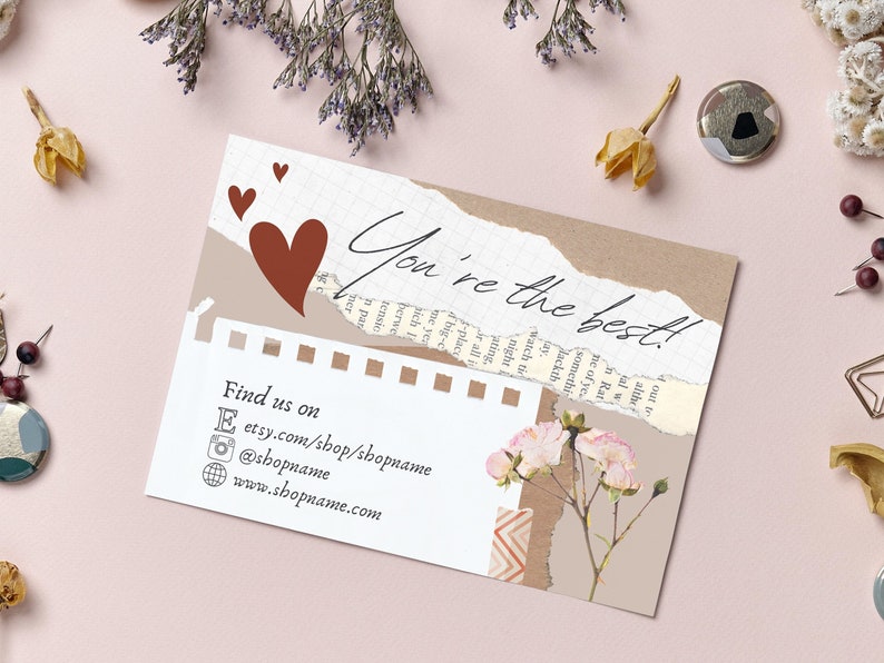 Editable One Sided Thank You Card Template Design for Etsy - Etsy