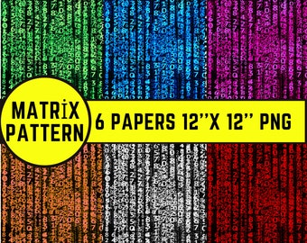 Pacote de papel digital com padrão de matriz perfeito para padrões de números digitais Hacker Desings