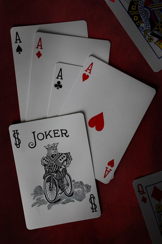 4 Aces & Joker Bicycle Playing Cards | Wall Art | Photo