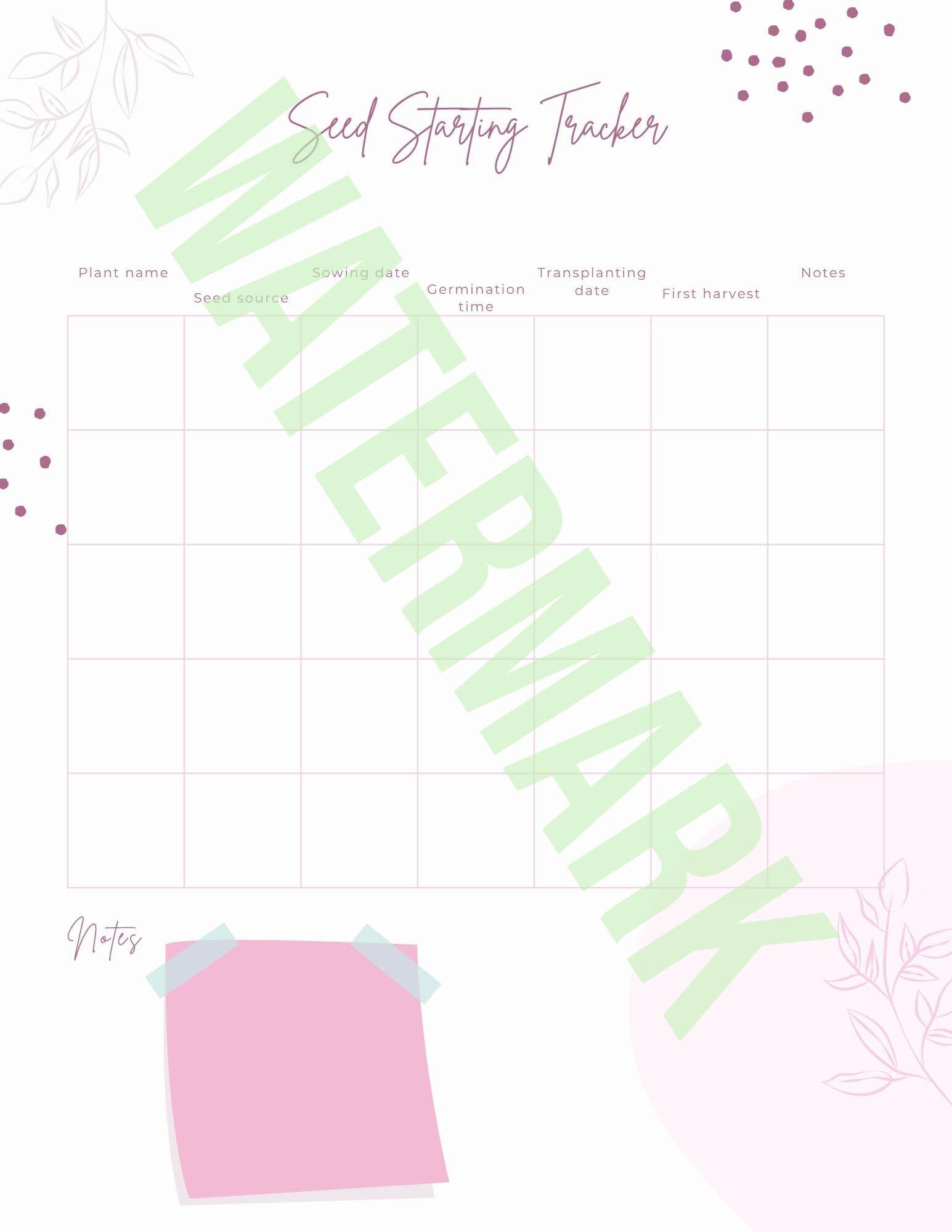 Seed Starting Tracker | Printable Garden Log for Seed Sowing ...
