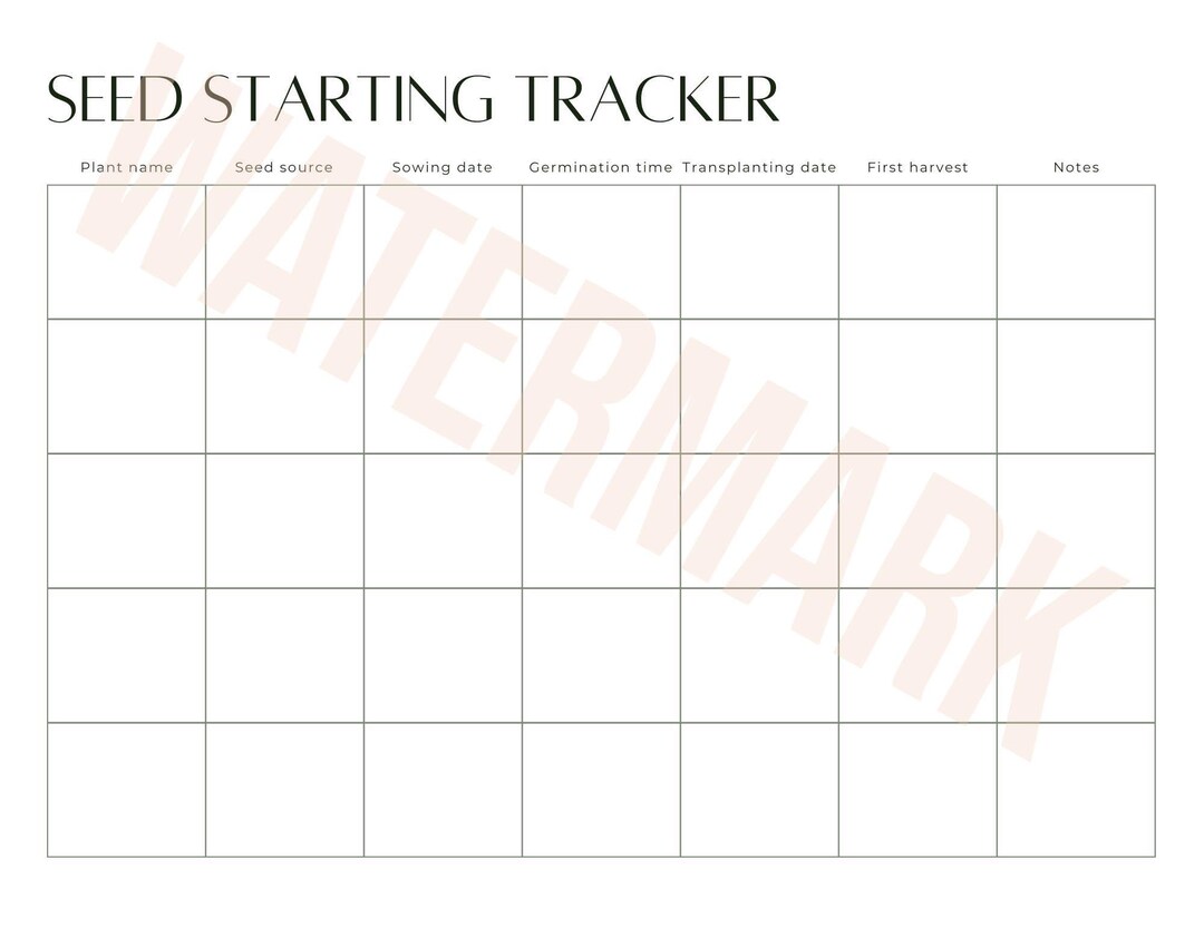 Seed Starting Tracker | Printable Garden Log for Seed Sowing ...