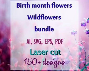 Flowers svg bundle Birth month flower Plumeria svg Snowdrops svg Chrysantemum Wildflower svg Laser cut flower bundle Tulips svg Floral svg