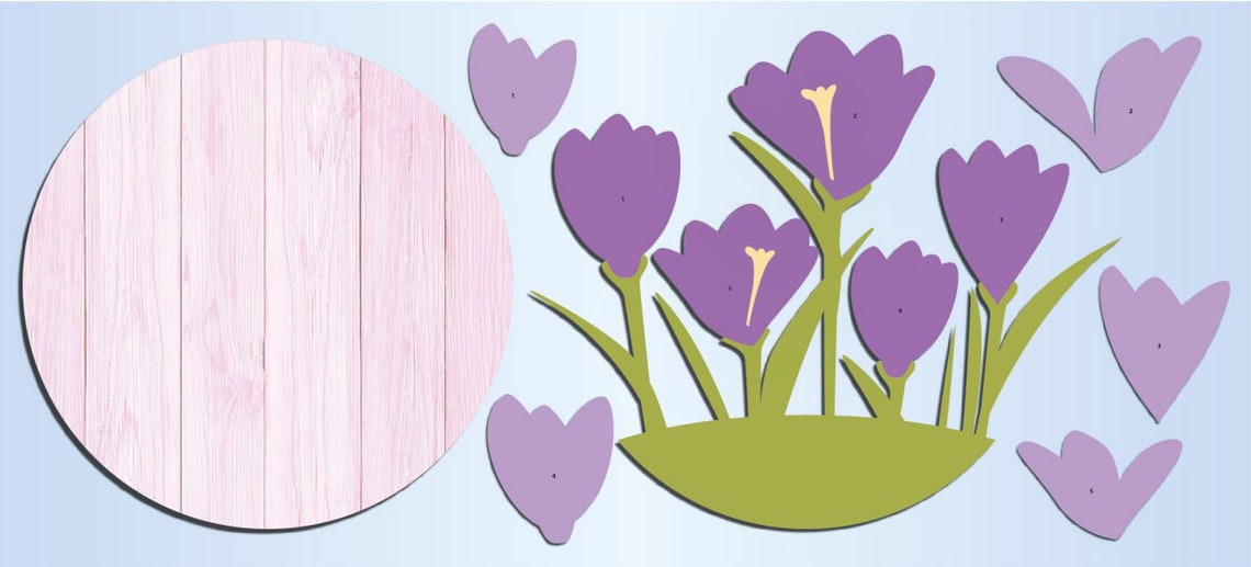 Crocus Svg Bouquet Template Crocus Laser Cut Spring Sign Flower Svg ...