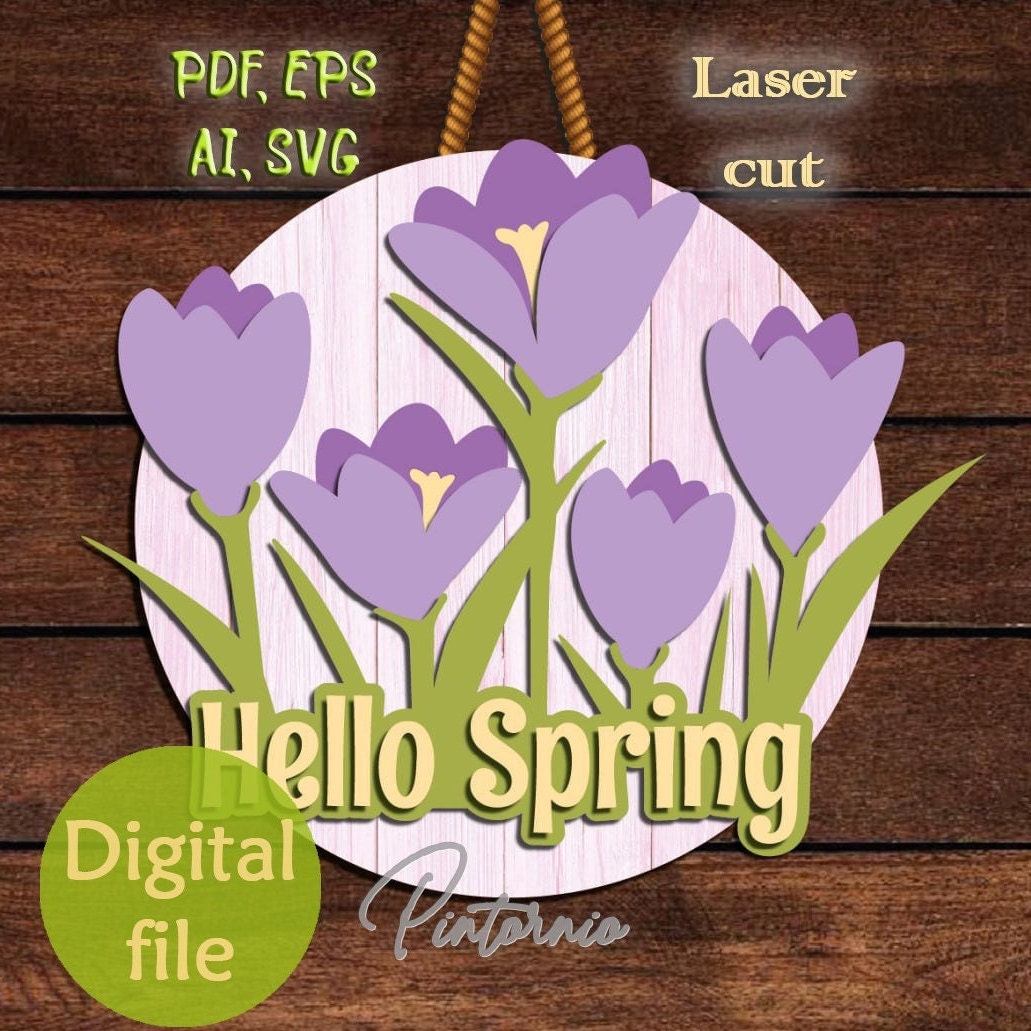 Crocus Sign Crocus Svg Bouquet Template Crocus Laser Cut Spring Sign Flower Svg ...