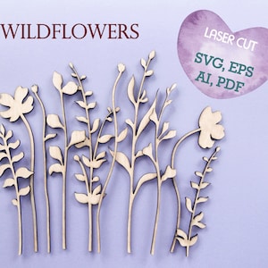 Wildflower svg Laser cut file Laser cut flower Wooden bouquet Cricut svg Glowforge svg Flowers bundle Wildflower template Wooden flower  R41