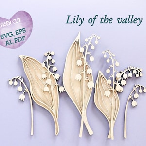 Lelietje-van-dalen svg wilde bloemen svg lasergesneden bestand bladeren svg bloem svg botanische svg lasergesneden bloem bloemen svg R83