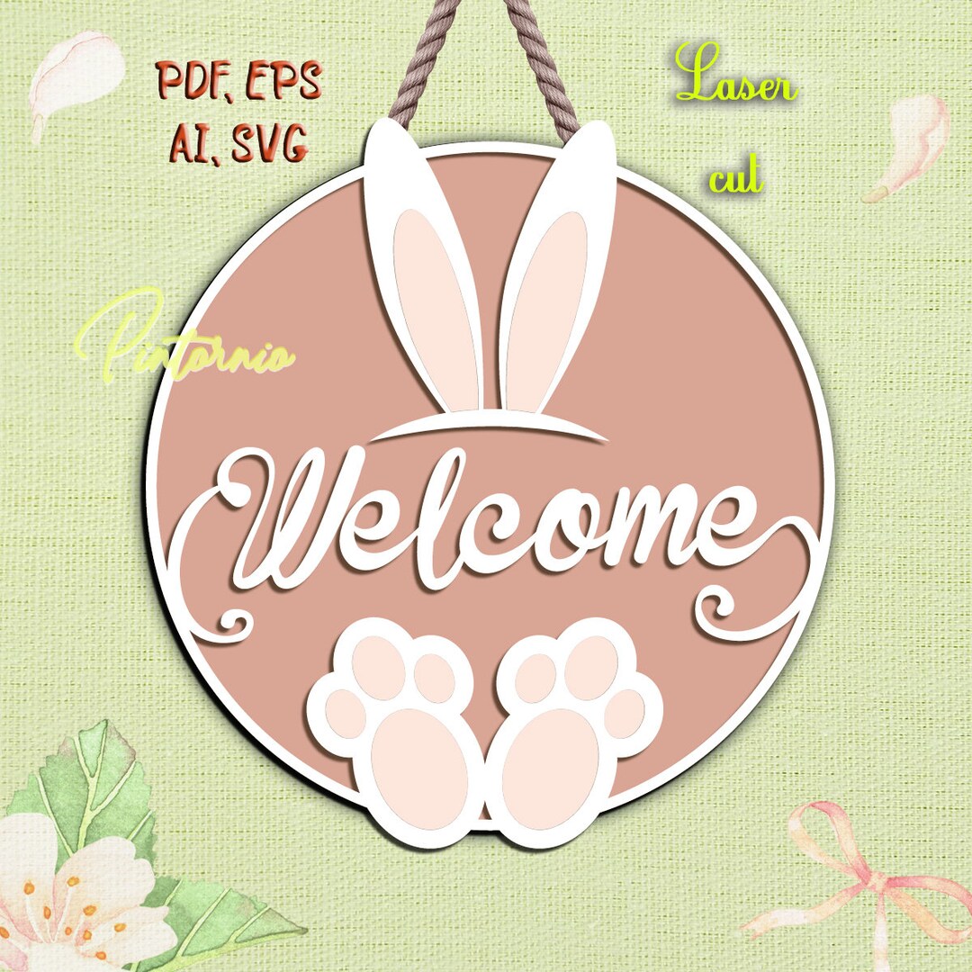 Bunny Svg Template Easter Door Hanger Laser Cut Spring Sign Front Door ...