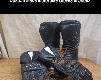 Revoko Brand New Motorcycle Cowhide Leather Shoe and Glove Racing Motorbike Boot GP