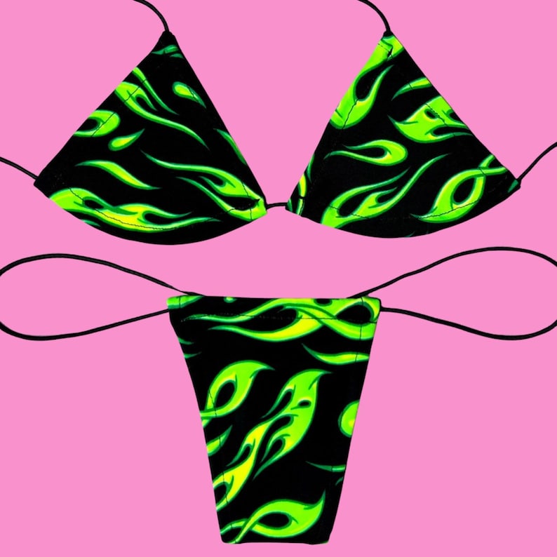 Two Piece Micro Bikini Neon Tieable Y2K Microkini Exotic Etsy