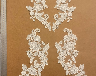 Lace fabrics, samples, Antique lace, Applique, Vintage lace, selection, job lot, beaded ivory, white, bridal, scrap booking, doll making