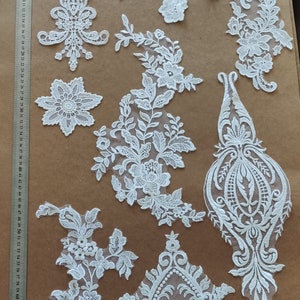 Lace fabrics, samples, Antique lace, Applique, Vintage lace, selection, job lot, delicate, ivory, white, bridal, scrap booking, doll making