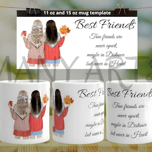 Besties Forever Mug Sublimation Template Cricut Mug Press Sublimation Design Wrap Bff Mug PNG ...