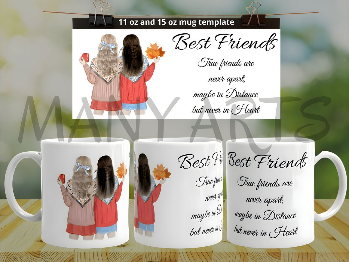 Besties Forever Mug Sublimation Template Cricut Mug Press Sublimation Design Wrap Bff Mug PNG ...