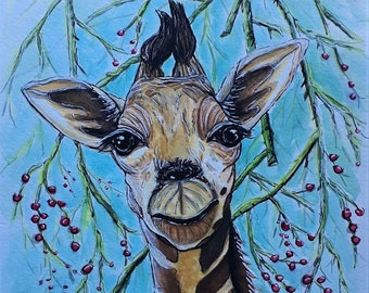 BABY SMART GIRAFFE, Original Watercolour Painting