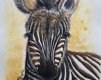 BAY HARTMAN&#39;S MOUNTAIN zebra, Original Watercolour Painting
