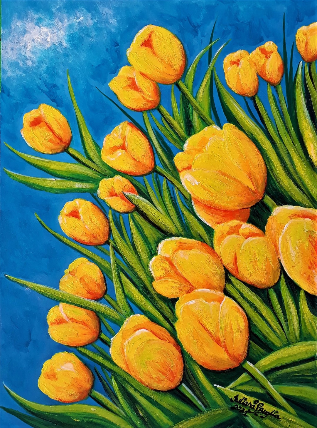 YELLOW TULIPS, Original Acrylic Painting on Paper - Etsy