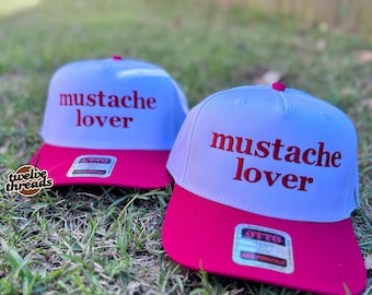 Embroidered MUSTACHE LOVER Otto cap, 5 panel Otto cap, trucker hat, custom embroidery, embroidery trucker hat, funny, trucker, hat, cute hat