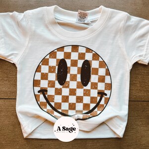 Checkered Smiley Face - kids tee/bubble romper - checkered - smiley face - trendy - retro