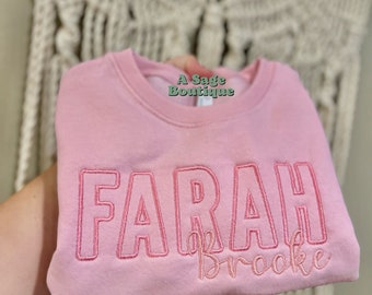 Kids Double name Embroidered Sweatshirt - youth - baby - kids embroidery - monogram - initials - embroidered names - sweatshirt - crew neck