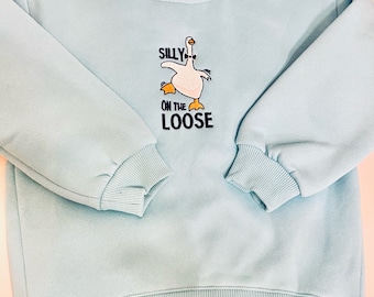 Silly goose on the loose - embroidered sweatshirt - toddler and kids embroidery - kids goose - toddler goose on the loose - funny embroidery