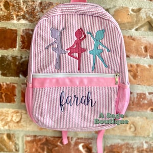 Tänzerin - Ballett - Ballerina - Seersucker Rucksack - Wickeltasche - Kindertasche - Kleinkind Rucksack - bestickter Rucksack - personalisierte Tasche