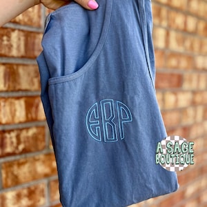 Monogram tank top - comfort colors tank top - unisex tank - monogram - embroidery - embroidered initials - custom t shirt - personalized tee