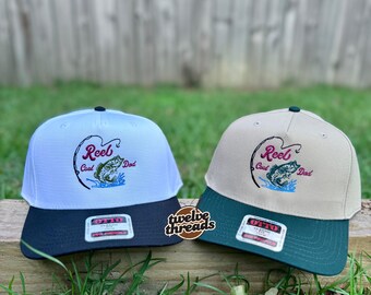 Embroidered reel cool dad, dad hat, dad Otto cap, 5 panel Otto cap, trucker hat, custom embroidery, embroidery trucker hat, monochrome look