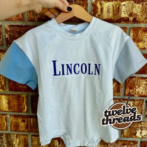 Farbblock-Blasen-Strampler / bestickter Bubble-Strampler / Bubble-Strampler mit individueller Stickerei personalisierter Bubble-Strampler / Jungen und Mädchen