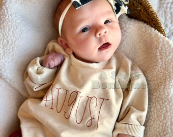 Custom Floss Embroidery Style - bubble romper - sweatshirt - personalized - monogram - embroidered name - first and last name - sweater