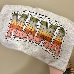 Appliqué Mama - t shirt - sweatshirt - comfort colors - mama embroidered - embroidery - mama t shirt - mom - appliqué - rainbow