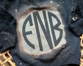 Puff initial sweatshirt - kids - bleached - no bleach - fall - winter - trending - black - puff vinyl - name - monogram - puff monogram