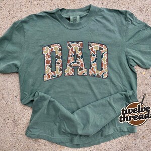 Camo dad t shirt, Father’s Day gift idea, camo dad dtf design, comfort colors tank top, Gildan sweatshirt, dad, dad tee, shirts image 8