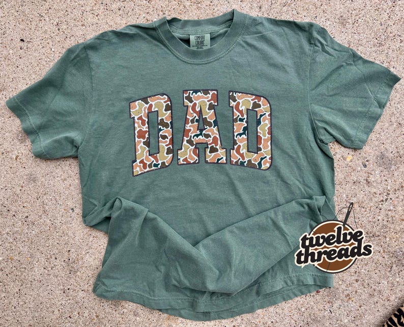 Camo dad t shirt, Father’s Day gift idea, camo dad dtf design, comfort colors tank top, Gildan sweatshirt, dad, dad tee, shirts image 8