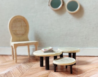 Modern Dollhouse Coffee Table | Natural Wood Miniature, 1:12 Scale