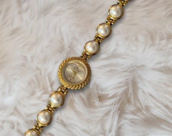 Jane Pearl Watch, orologio d'oro delicato, orologio minimalista, orologio d'oro placcato 14k, regalo per moglie, piccolo orologio, regalo per la mamma, orologio in stile vintage, lei